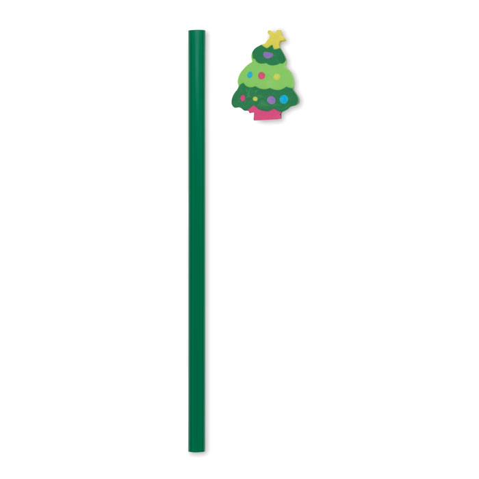 Crayon de Noël avec gomme à personnaliser Claus Vert 